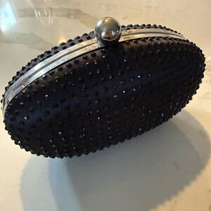 BeBe Elegant Black Studded Crystal Clutch